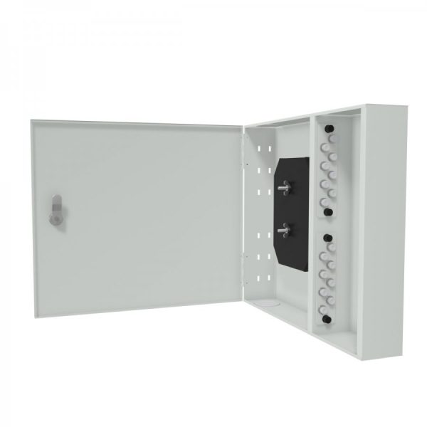 RC19 ШКОН-У-16-FC/UPC-9/125 Кросс оптический настенный на 16 портов FC/UPC 9/125мкм укомплектованый(пигтейл FC/UPC 9/125-16шт, розетка FC-16шт, планки FC/ST, сплайс кассета с крышкой-1шт, КДЗС-16шт)