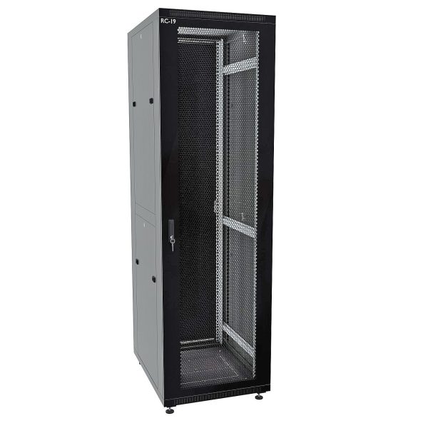 RC19 RP-47.6.8-PM.9005 Шкаф напольный 47U 600x800x2209мм (ШхГхВ) телекоммуникационный 19amp;quot;, передняя дверь перфорированная - задняя дверь металлическая, цвет черный RAL 9005