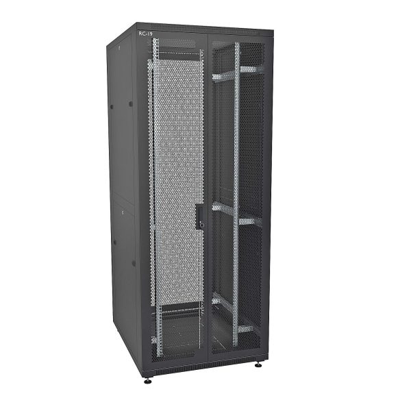 RC19 RP-47.8.8-2PP.9005 Шкаф напольный 47U 800x800х2209мм (ШхГхВ) телекоммуникационный 19amp;quot;, передняя дверь перфорированная двойная - задняя дверь перфорированная, цвет черный RAL 9005