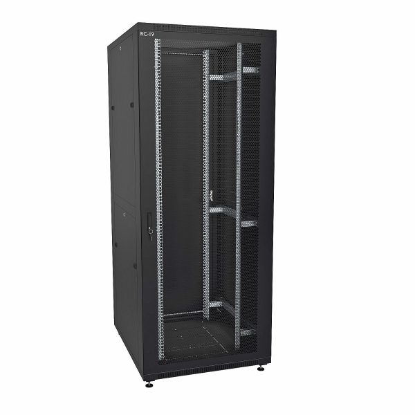 RC19 RP-42.8.12-PM.9005 Шкаф напольный 42U 800x1200х1987мм (ШхГхВ) телекоммуникационный 19amp;quot;, передняя дверь перфорированная - задняя дверь металлическая, цвет черный RAL 9005