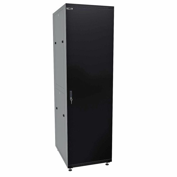 RC19 RP-47.6.6-ММ.9005 Шкаф напольный 47U 600x600x2209мм (ШхГхВ) телекоммуникационный 19amp;quot;, передняя дверь металлическая - задняя дверь металлическая, цвет черный RAL 9005