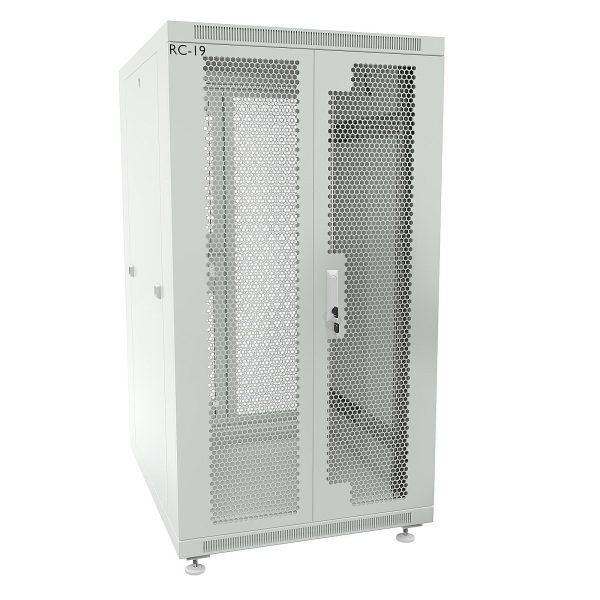 RC19 RP-22.6.10-2P2P.7035 Шкаф напольный 22U 600x1000x1098мм (ШхГхВ) телекоммуникационный 19amp;quot;, передняя дверь перфорированная двойная - задняя дверь перфорированная двойная, цвет серый RAL 7035