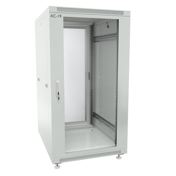 RC19 RP-22.6.10-GP.7035 Шкаф напольный 22U 600x1000x1098мм (ШхГхВ) телекоммуникационный 19amp;quot;, передняя дверь стеклянная - задняя дверь перфорированная, цвет серый RAL 7035