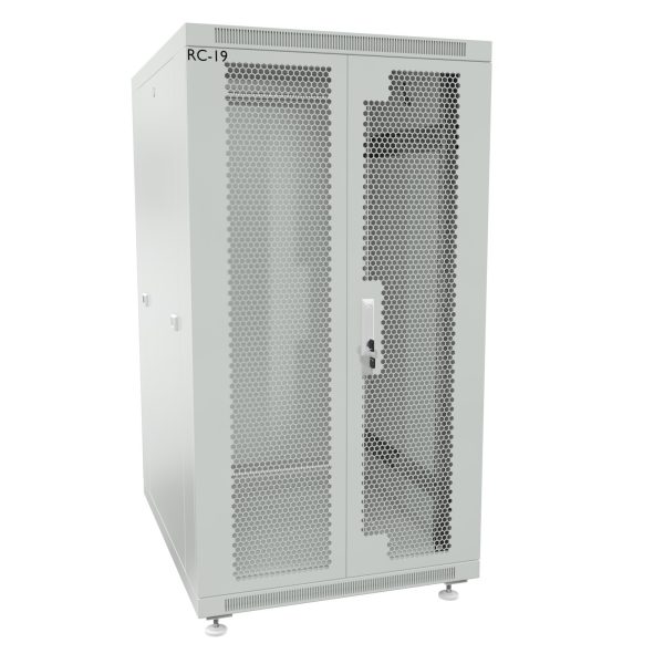 RC19 RP-27.6.6-2PM.7035 Шкаф напольный 27U 600x600x1320мм (ШхГхВ) телекоммуникационный 19amp;quot;, передняя дверь перфорированная распашная (2-х створчатая)-задняя дверь металлическаяическая, цвет чёрный RAL 7035